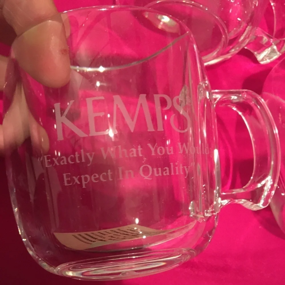 Set of 4 Kemps Glass Tea Cups Coffee Mugs Drinking Glass With Handle
